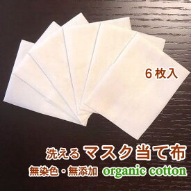 マスク 当て布 肌に優しい ガーゼ 6枚入 オーガニックコットン インナー 肌荒れ しない 蒸れない 夏 綿100％ マスクインナー シート マスク用 生地 無染色 無添加 白 敏感肌 アトピー メール便