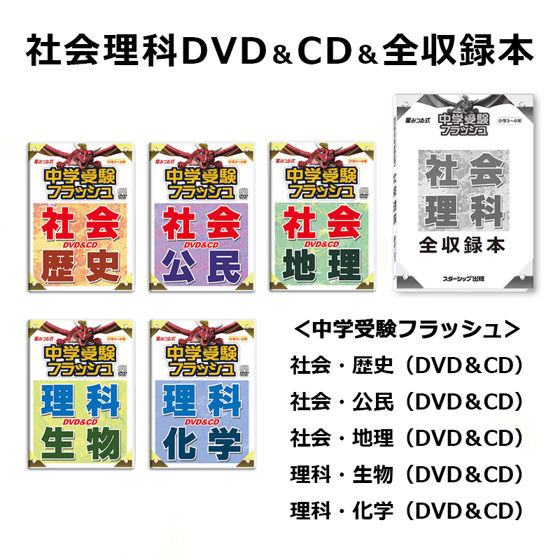 【楽天市場】中学受験 社会 理科5巻セット(DVD5巻＆CD5枚 