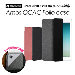 iPad 2018 2017 9.7 �P�[�X JTLEGEND Amos QCAC Folio case �P�[�X �t�@�u���b�N �S3�F �X���[�v�@�\�Ή� �X�^���h�d�l