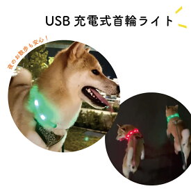 お散歩ライト 首輪ライト 犬 光る 首輪 S M 小型犬 中型犬 大型犬 USB充電 ライト わんちゃん用 ペット用品