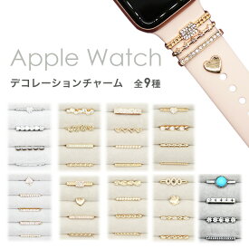 Apple Watch スポーツバンド専用 チャーム 全9種 アクセサリー ストーン キラキラ デコレーション 49 45 41 44 42 40 38mm ゴールド シルバー アップルウォッチ レディース メンズ