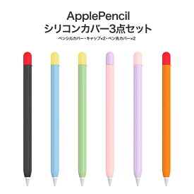 Apple Pencil Pro Apple Pencil2 Apple Pencil カバー ツートンカラー シリコンケース 3点セット キャップカバー ペン先カバー フルカバー シンプル プロ 第2世代 第1世代 対応 apple pencil