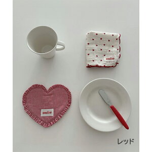 【秋のごほうび5%OFF】コースター ギンガムチェック チェック ハート型 ハート LOVE テーブル 装飾 写真 小道具 インテリア 雑貨 韓国ファッション 春 夏 秋 冬 オフィス カジュアル シンプル