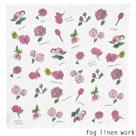 【4点までネコポス可】fog linen work(フォグリネンワーク)isabelle boinot イザベル ボワノ ハンカチ ピンクのお花 ISABELLE BOINOT HANDKERCHIEF PINK FLOWER　LIB125-FL4