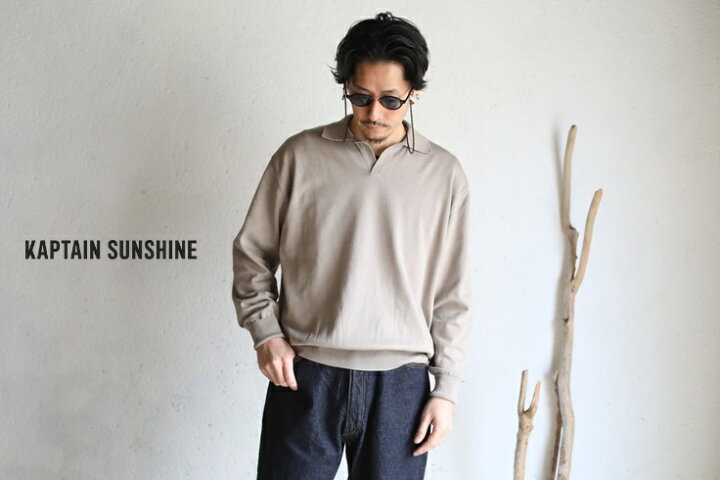楽天市場】【Kaptain Sunshine】Cotton Knit Skipper Shirt TAUPE 