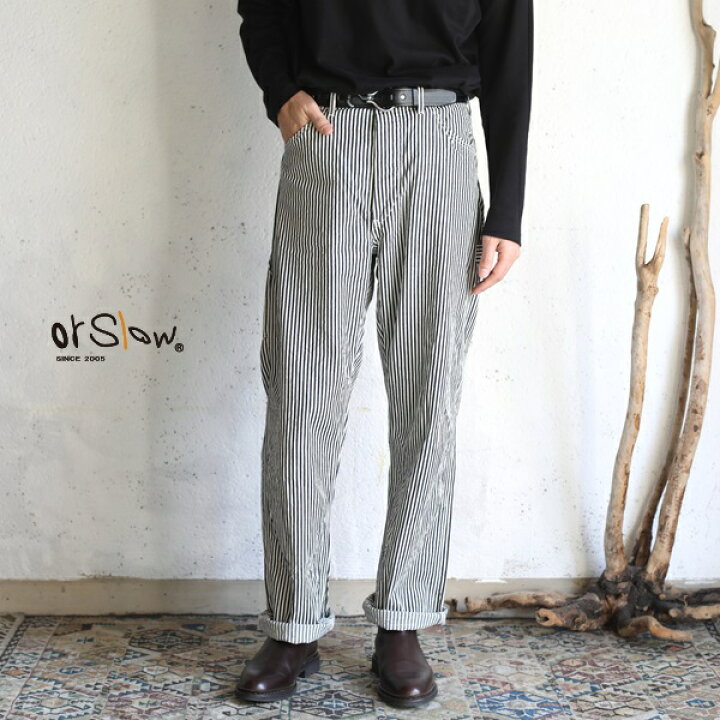 楽天市場】【orslow】 HICKORY STRIPE PAINTER PANTS One Wash 8oz(8 