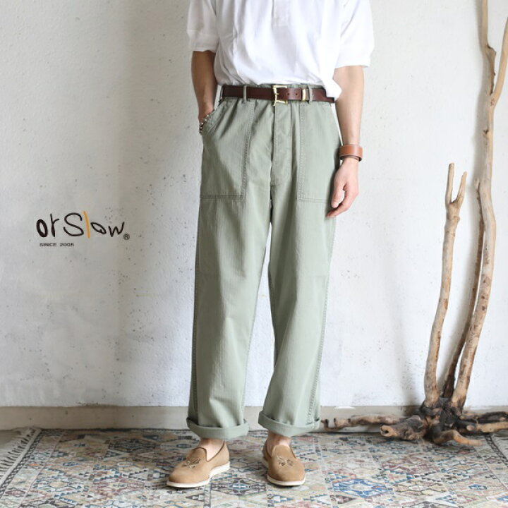 楽天市場】【orslow】HERRINGBONE SUMMER FATIGUE PANTS Button Fly 