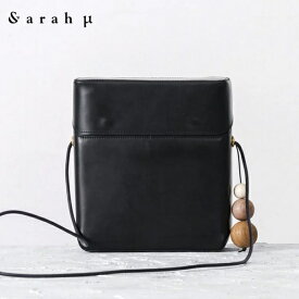 Sarah μ(サラミュー)【送料無料】Leather Shoulder bag black / ボックス型レザーショルダーバッグ ブラックレザーバッグ