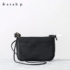 Sarah μ(サラミュー)【送料無料】Leather pochette black / レザーポシェットブラック撥水レザーバッグ