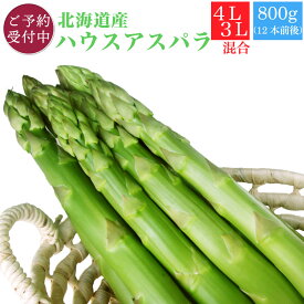 北海道 グリーンアスパラ 超極太(4L/3Lサイズ混合) アスパラガス 800g (12本前後) 北海道 栗山町 清水農場 ハウスアスパラ 北海道 お取り寄せ ハウス栽培 アスパラ ギフト 【送料無料】 ※熨斗・包装不可