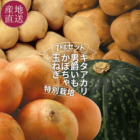 北海道 特別栽培 秋の野菜収穫セット 4種 合計7kg 男爵いも/キタアカリ/玉ねぎ/かぼちゃじゃがいも かぼちゃ 玉葱 詰め合わせ 野菜セット 秋 野菜 農家直送 【送料無料】※予約販売(10月上旬頃からご注文順に発送予定)