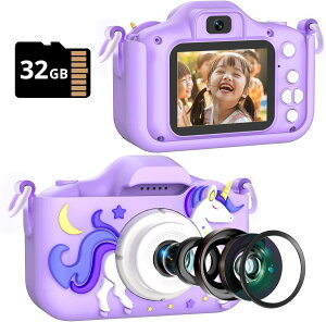 �L�b�Y�J���� ���j�R�[�� ���̎q �v���[���g 32GB �������[�J�[�h �X�}�z�]�� 1080P HD ���� ���掿 �f���A�������Y USB�[�d �q�� �J���� 3�� 4�� ���킢�� �L�b�Y�J���� ���w�� �v���[���g SD�J�[