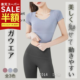 【期間限定28％OFF!5500→3980】秋 ヨガウェア セットアップ アイリー ヨガウェア上下セット レディース トレーニング ウェア 筋トレ フィットネス ジム スポーツウェア セットアップ 人気 吸汗速乾 レギンス ジム ピラティス 夏 夏 秋 冬 おしゃれ シンプル ヨガ 半袖