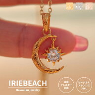 ハワイアンジュエリー ネックレス サージカルステンレス / sun and moon necklace / ジルコニア 金属アレ…