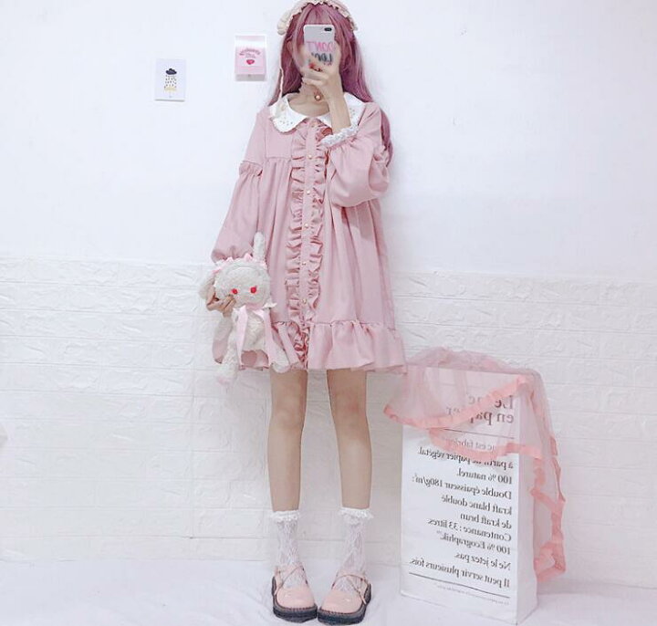 楽天市場 送料無料 Iris 春秋ワンピース ロリータ ワンピース レディース 可愛い 姫様 ロリータ風ワンピ ゴスロリ 日系女子中高生 クラシカル ゴシック ミニ丈 長袖 ピンク イーリス
