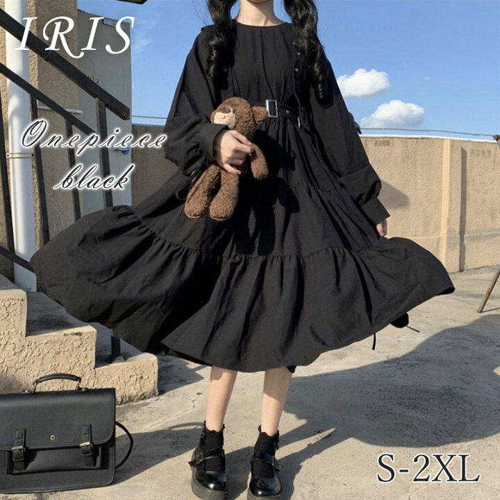 楽天市場】ブラックワンピース ロリータ きれいめ シンプル 黒  