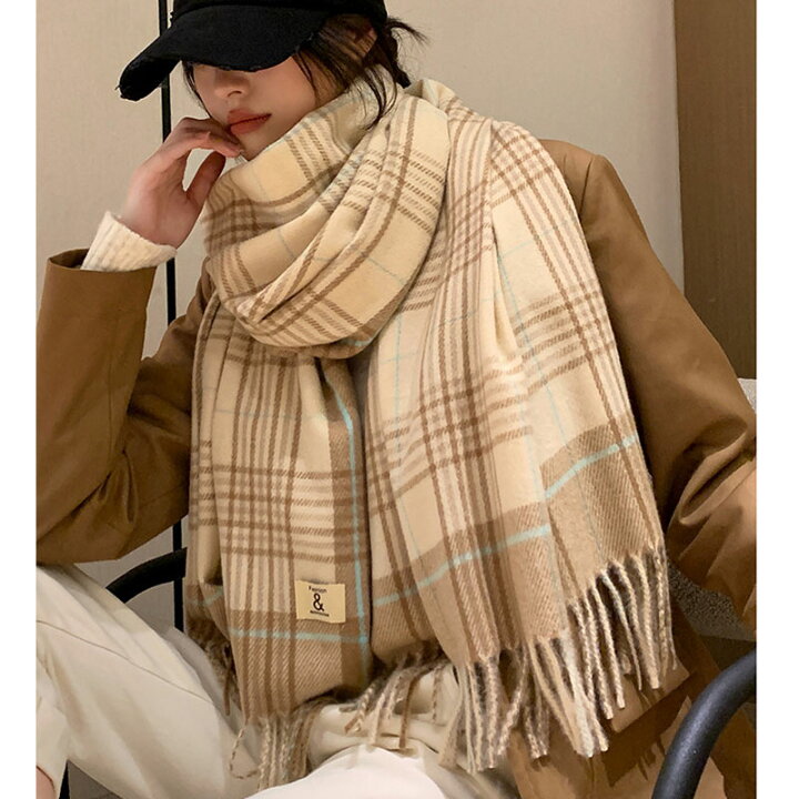 楽天市場】マフラー チェック柄 レディース 大判 マフラー 誕生  