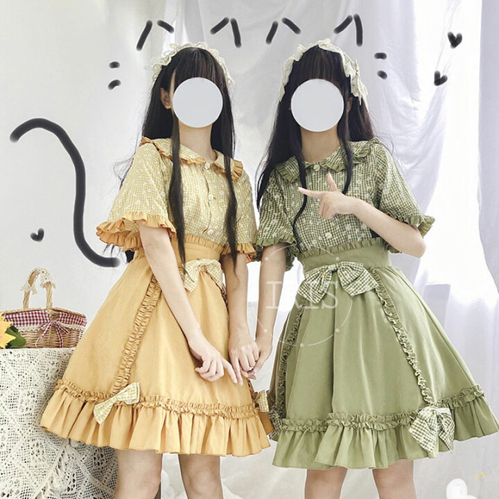 楽天市場】ロリータ服 4set スカート トップス【ヘッドバンド+ロリータ 