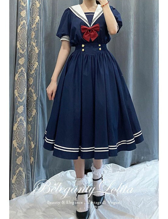 楽天市場】セーラー ワンピース レディース 襟付き 半袖 2色 S-XL  