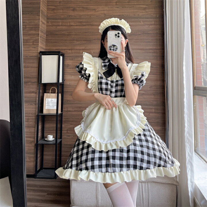 楽天市場】メイド服 ロリータ ワンピース コスチューム 飾り付き 