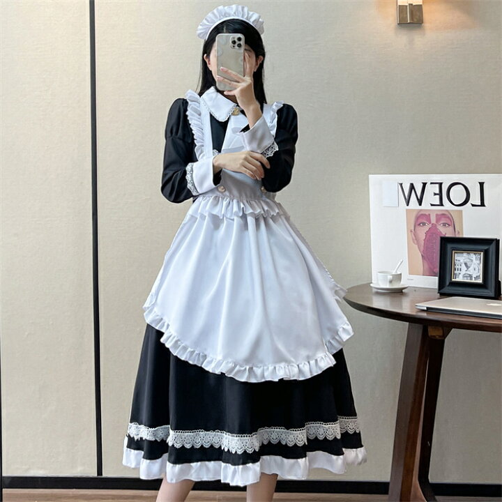 楽天市場】メイド服 ロリータ ワンピース コスチューム 飾り付き 