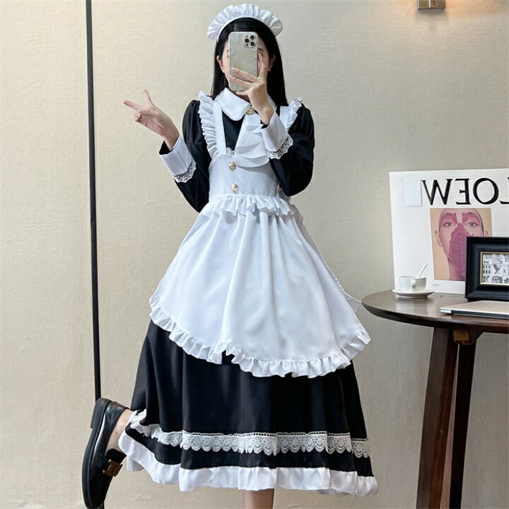 楽天市場】メイド服 ロリータ ワンピース コスチューム 飾り付き 