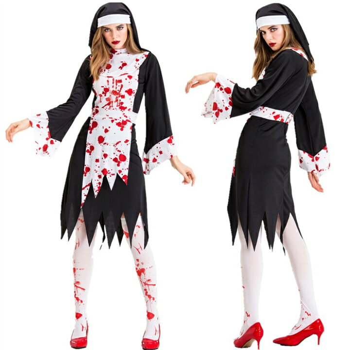 楽天市場 Iris 送料無料 ハロウィン衣装 コスプレ 大人 吸血鬼 ゾンビ 牧師 シスター 変装 仮装 吸血鬼 バンパイア ハロウィーン コスチューム キャラクター コスプレ仮装 レディース お化け 血まみれ パーティー ワンピース 復活祭 イーリス