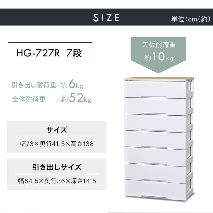 楽天市場】【公式】チェスト プラスチック 北欧 白 7段 タンス 