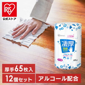 ＼10%ポイントバック☆彡〜7/28 9:59迄／【12個セット】ウェットティッシュ アルコール 厚手 本体 WTB-65A アルコール エタノール 除菌 除菌シート 厚手 厚め 厚み 本体 ボトル 容器 ケース 65枚入り 12個 セット アイリスオーヤマ【iris_dl03】