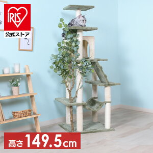 キャットタワー 猫用品 つめとぎ ねこの休ら木 レオ グリーン 58204ペット ペット用品 ねこ キャットタワー 爪とぎポール 据え置きタイプ ハンモック 爪とぎ ネコ インテリア