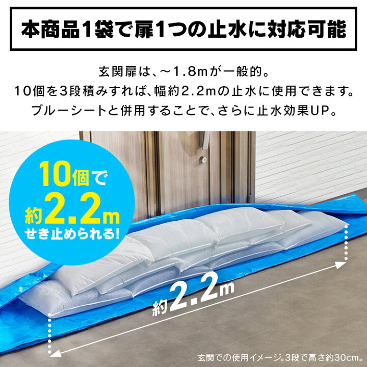 楽天市場】土嚢 土のう 10個入 水で膨らむ 土砂不要 最短3分 最大20kg 