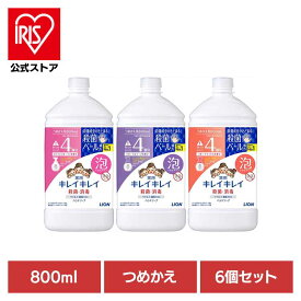 ＼50%ポイントバック〜18日9:59迄／[6個]キレイキレイ 薬用泡ハンドソープ つめかえ用特大サイズ 800ml ハンドソープ 泡タイプ 消毒 殺菌 6個セット 4倍サイズ LION 詰替え 医薬部外品 せっけん シトラスフルーティ フローラルソープ フルーツミックス