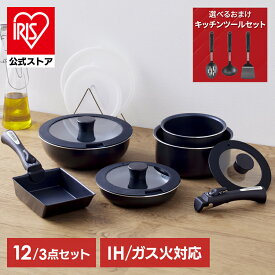 【公式】フライパン セット ih 卵焼き 20cm 取っ手が取れる ガス フライパンセット 12点 3点 ih対応 フライパン セット 黒 ブラック 鍋セット IH対応 ガス 両用 26cm エッグパン 蓋 鍋 シリコン おしゃれ 一人暮らし ダイヤモンドコート NTF-SEI3 NTF-SEI12