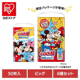 オムツ パンツ 送料無料 ディズニー おむつ ビッグ 6個セット グーン まっさらさら通気 50枚 紙おむつ 紙【iris_dl03】
