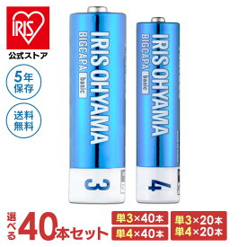 ＼1000円ポッキリ／【選べる40本セット】乾電池 単3 単4 セット アルカリ乾電池 BIGCAPA basic セット 乾電池セット 電池 乾電池 防災用品 非常用 アイリスオーヤマ【メール便】【代金引換不可・日時指定不可】【MAIL】