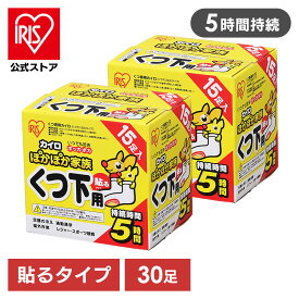 ＼10%ポイントバック〜18日9:59迄／カイロ 貼る アイリスオーヤマ 使い捨てカイロ ソックス まとめ買い くつ用 貼る 15足入り×2箱 PKN-15HK 送料無料 貼るぽかぽか家族 靴下用 使い捨て 備蓄 防寒 寒さ対策 冬 通勤通学【iris_dl03】