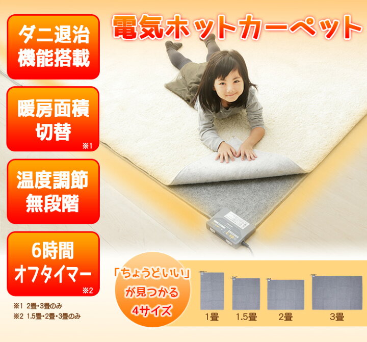 楽天市場】[400円OFFｸｰﾎﾟﾝ/暑さ対策ﾌｪｱ]【公式】ホットカーペット 2畳 