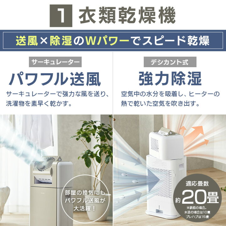 楽天市場】除湿機 サーキュレーター アイリスオーヤマ 衣類乾燥除湿器 