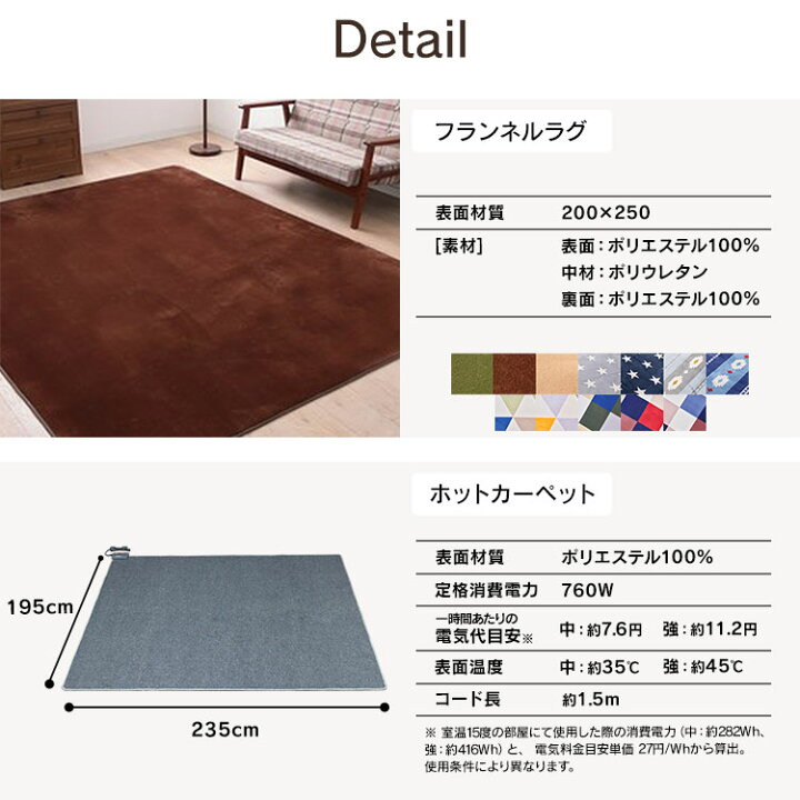 楽天市場】ホットカーペット 3畳 ラグ おしゃれ 北欧 洗える セット  