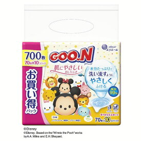 赤ちゃん用 おてふき 体拭き グーン 肌にやさしい おしりふき 詰替用 70枚×10P グーン 大王製紙 おしりふき 厚手 ベビー用品 ノンアルコール 詰替用 つめかえ 肌にやさしい 大容量 エリエール