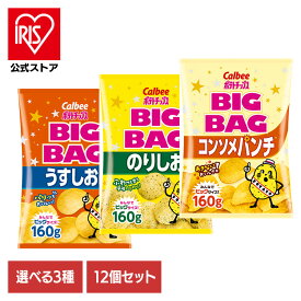 [エントリーでポイント最大10倍/スタンプラリー]【12袋】ビッグバッグポテトチップス Calbee ポテチ 大容量 パーティー イベント 芋 うすしお スナック カルビー うすしお のりしお コンソメパンチ アソートセット3種×各4袋