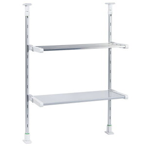 つっぱり折り畳み棚2段 TP2-45Cつっぱり棚 収納 キッチン キッチン収納 ステンレス 突っ張り棚 台所 田窪工業所