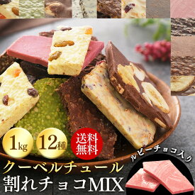 【4/20は抽選で100%Pバック】割れチョコ 訳あり 1kg 12種 お配り 自分チョコ バレンタイン 業務用クーベルチュール 割れチョコミックス 手作り チョコレート スイーツ 本格 バンホーテン ルビーチョコ 12種類【D】【skh】