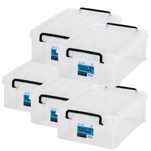 【5個セット】コンテナ プラバックル 収納 バックルコンテナ BL-22P クリア チャコールグレー まとめ買い コンテナ プラバックル 収納 ボックス スタッキング BOX 保管 防災 プラスチック 箱 持