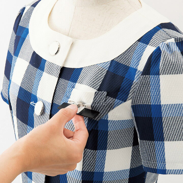 楽天市場】オーバーブラウス 半袖 春夏 チェック 爽やか 制服 ブルー 