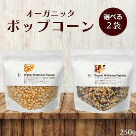 ＼全2種から選べる／ ナチュラルキッチン 有機ポップコーン 250g 2袋 セット マッシュルーム マルチカラー 有機 ポップコーン 無添加 無塩 とうもろこし豆