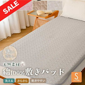 【週末SALE最大12%OFF+P3倍】 敷きパッド 綿100％ シングル 春 夏 秋 100×200cm シャリ感生地 洗える 乾きやすい 天然素材 キナリ ライトグレー ブラウン ピンクパープル 洗いざらし