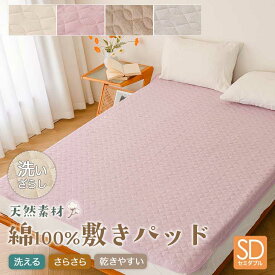 【週末SALE最大12%OFF+P3倍】 敷きパッド 綿100％ セミダブル 春 夏 秋 120×200cm シャリ感生地 洗える 乾きやすい 天然素材 キナリ ライトグレー ブラウン ピンクパープル