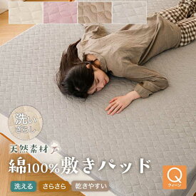 【週末SALE最大12%OFF+P3倍】 敷きパッド 綿100％ クイーン 春 夏 秋 160×200cm シャリ感生地 洗える 乾きやすい 天然素材 キナリ ライトグレー ブラウン ピンクパープル 洗いざらし 春夏 ナチュラル