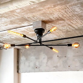 店内全品対象エントリー＋P5倍★シーリングライト シーリングランプ おしゃれ リモコン付き ライト 6灯 キムリック スマートリモコン 対応 LED 対応 照明器具 天井照明 インダストリアル 北欧カフェ 子供部屋 リビング 寝室 モダン ダイニング用 電球別売 間接照明